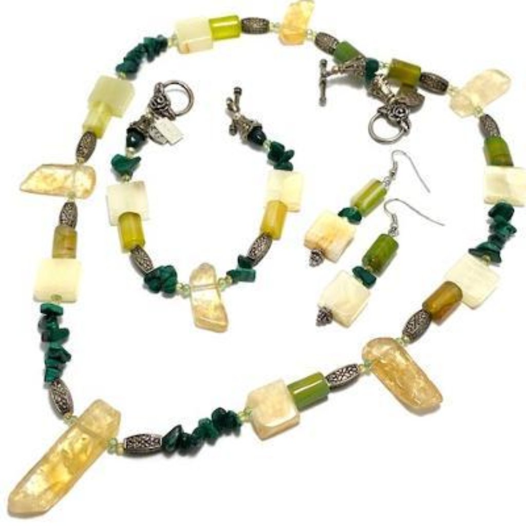 Handmade Jewelry Set By Surdigirl - Citrine, Italian Onyx,Malachite